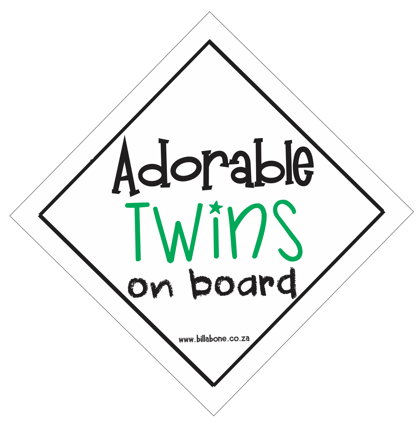 Adorable Twins On Board Car Sign or Sticker - Billabone