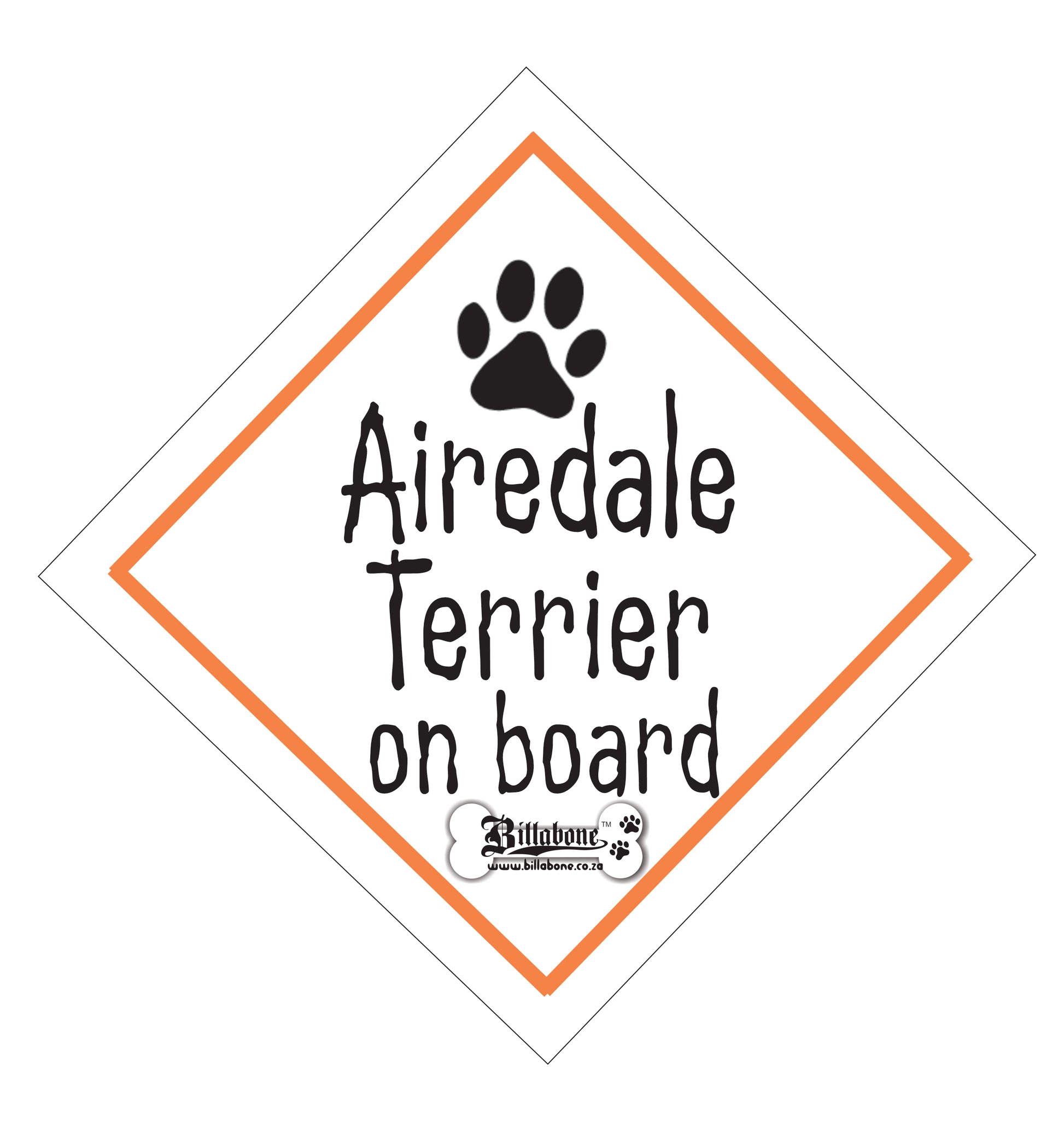 Airedale Terrier Car On Board Sign or Sticker - Billabone