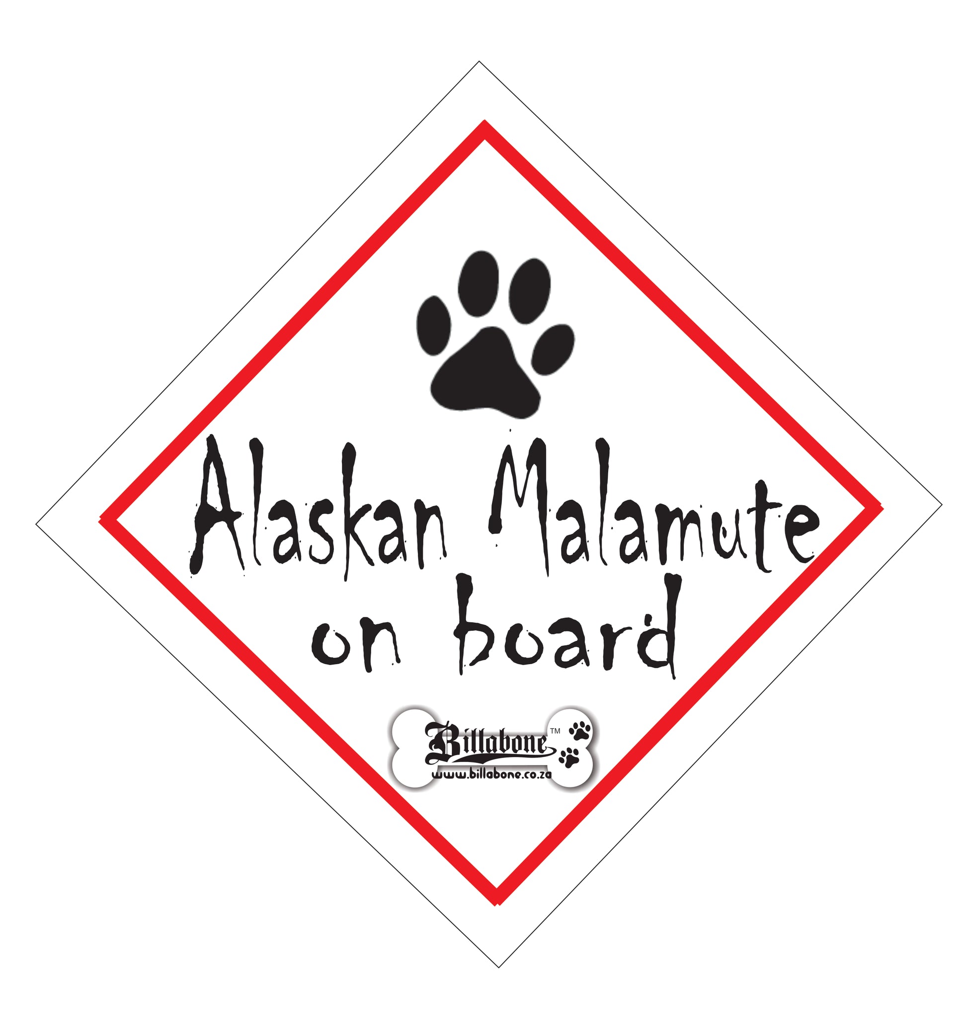 Alaskan Malamute Car On Board Sign or Sticker - Billabone