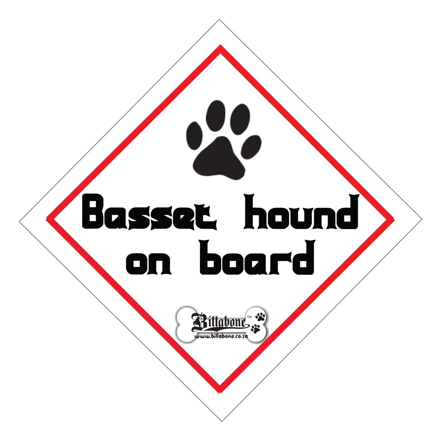 Basset Hound Car On Board Sign or Sticker - Billabone