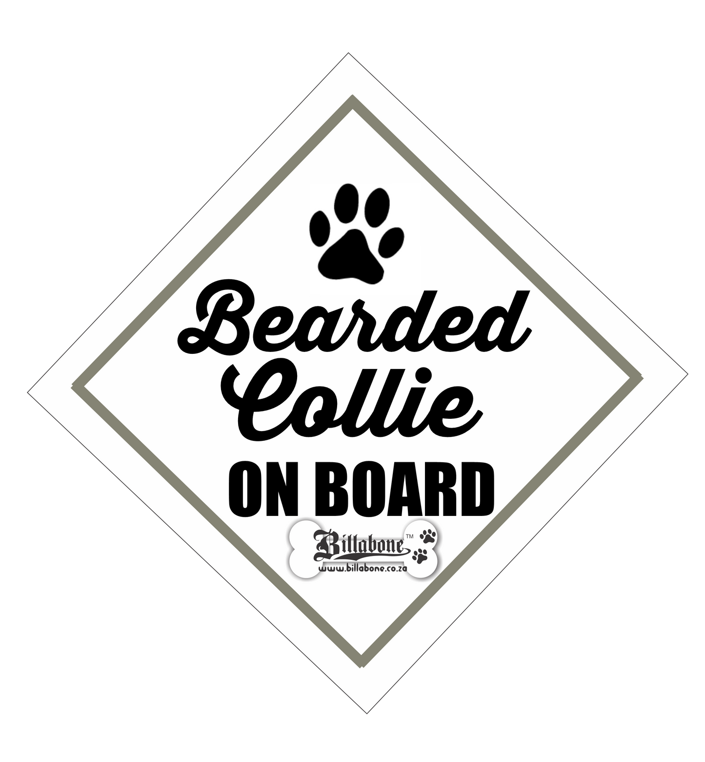 Bearded Collie Car On Board Sign or Sticker - Billabone