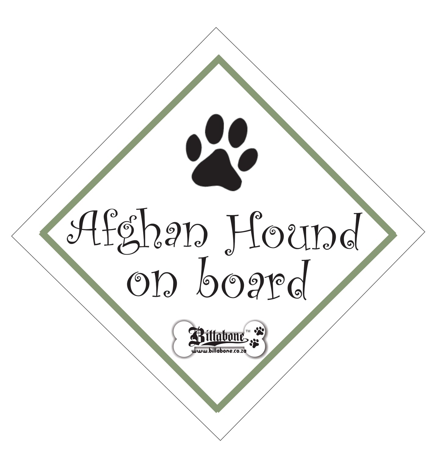 Afghan Hound Car On Board Sign or Sticker - Billabone