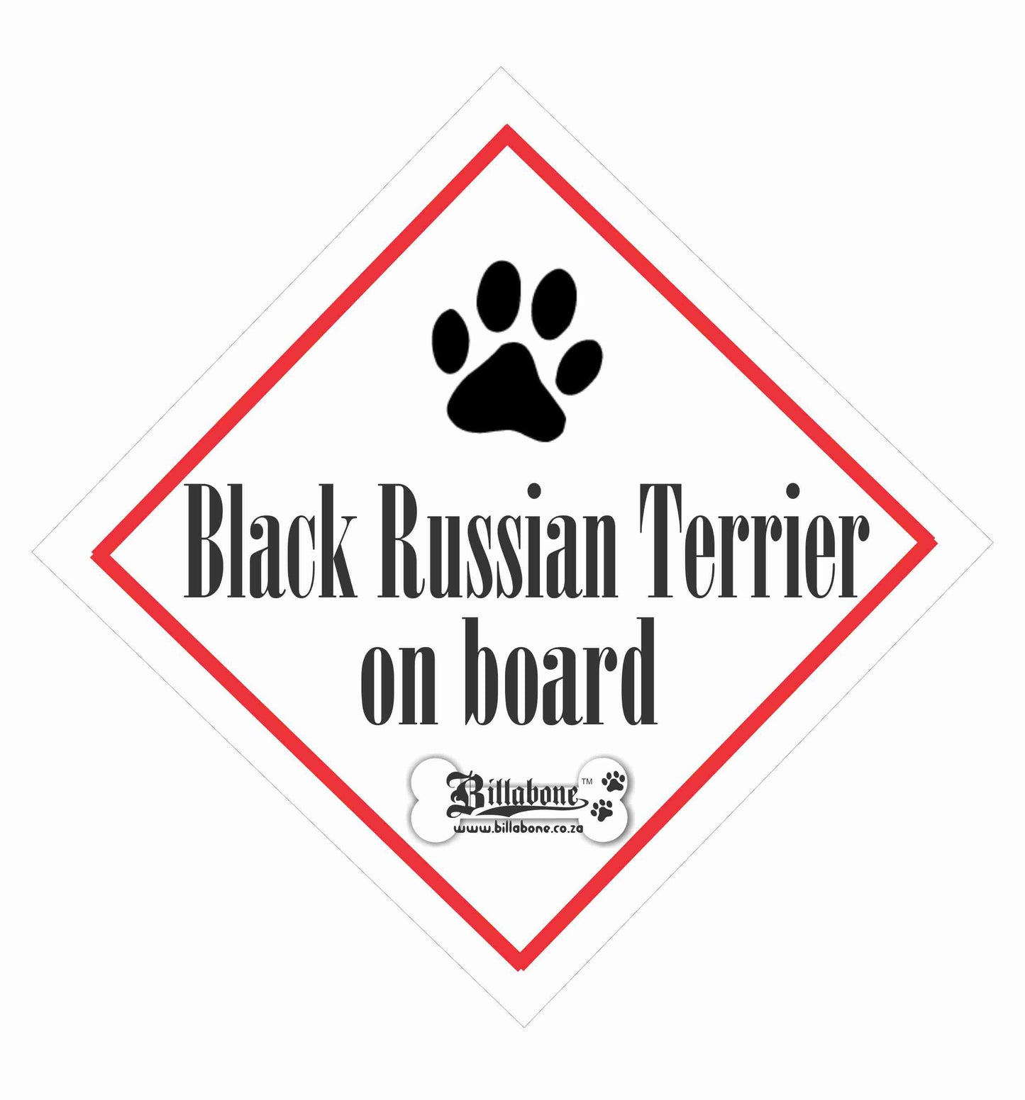 Black Russian Terrier Dog On Board Car Sign or Sticker - Billabone