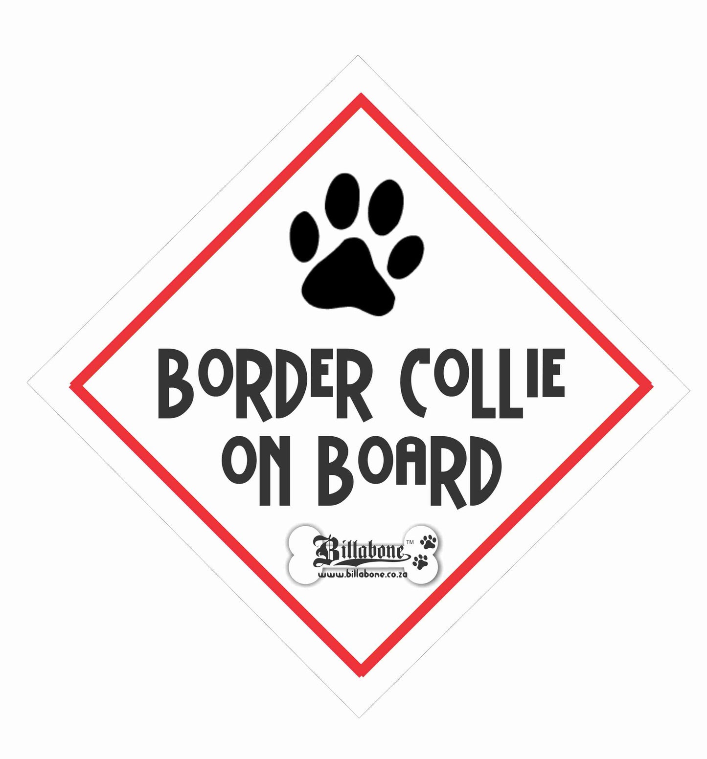 Border Collie On Board Car Sign or Sticker - Billabone