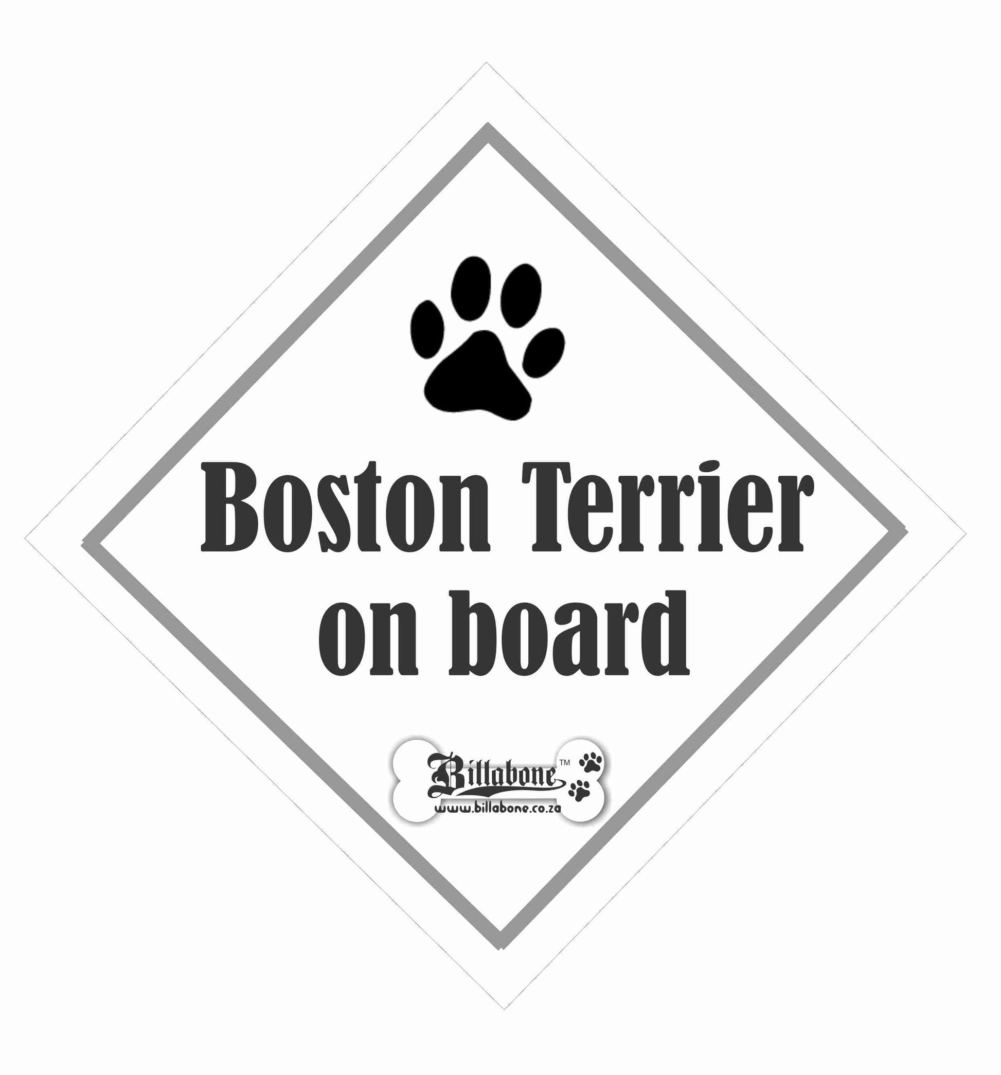 Boston Terrier On Board Car Sign or Sticker - Billabone