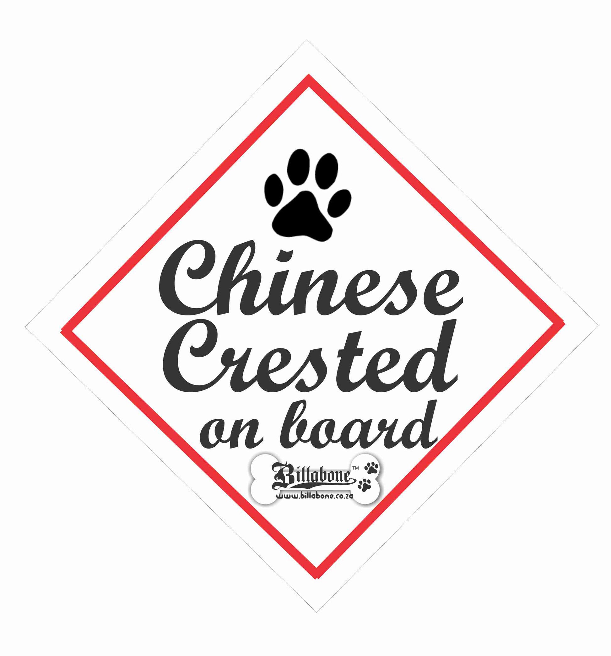 Chinese Crested On Board Car Sign or Sticker - Billabone