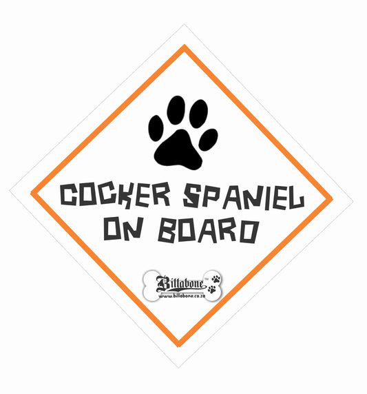 Cocker Spaniel On Board Car Sign or Sticker - Billabone