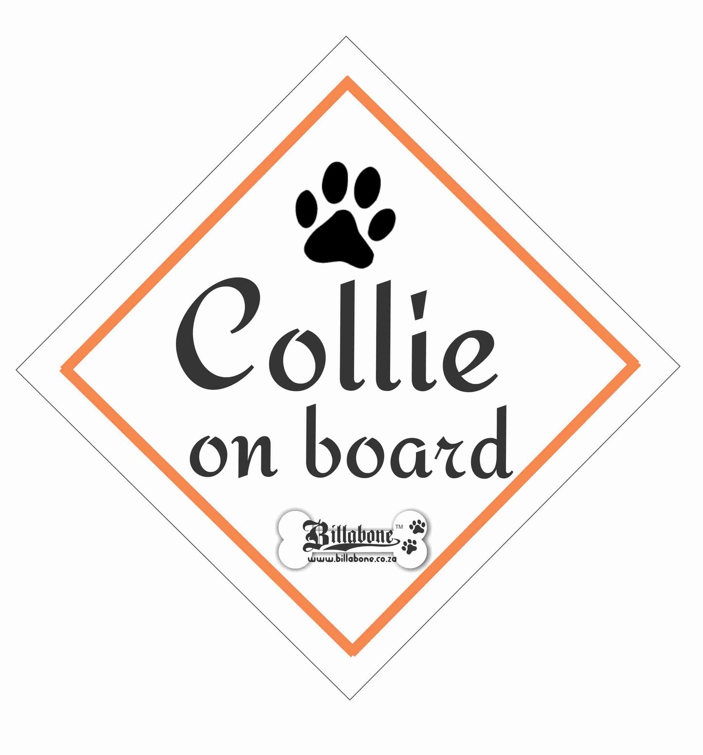 Collie On Board Car Sign or Sticker - Billabone