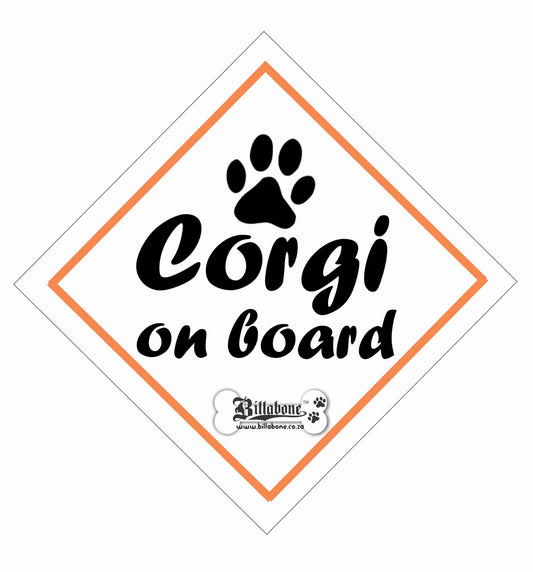 Corgi On Board Car Sign or Sticker - Billabone