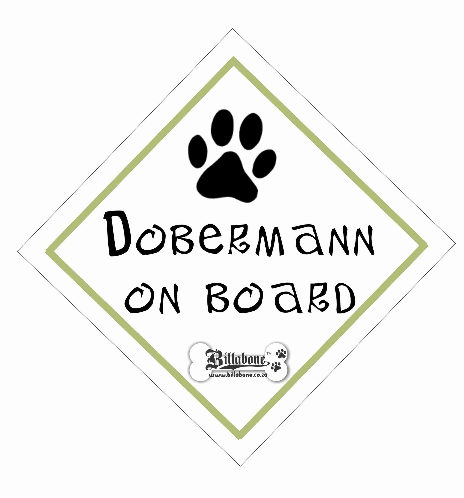 Dobermann On Board Car Sign or Sticker - Billabone