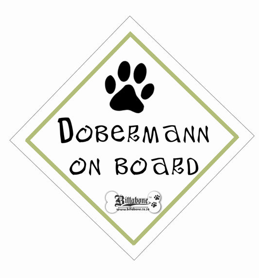 Dobermann On Board Car Sign or Sticker - Billabone