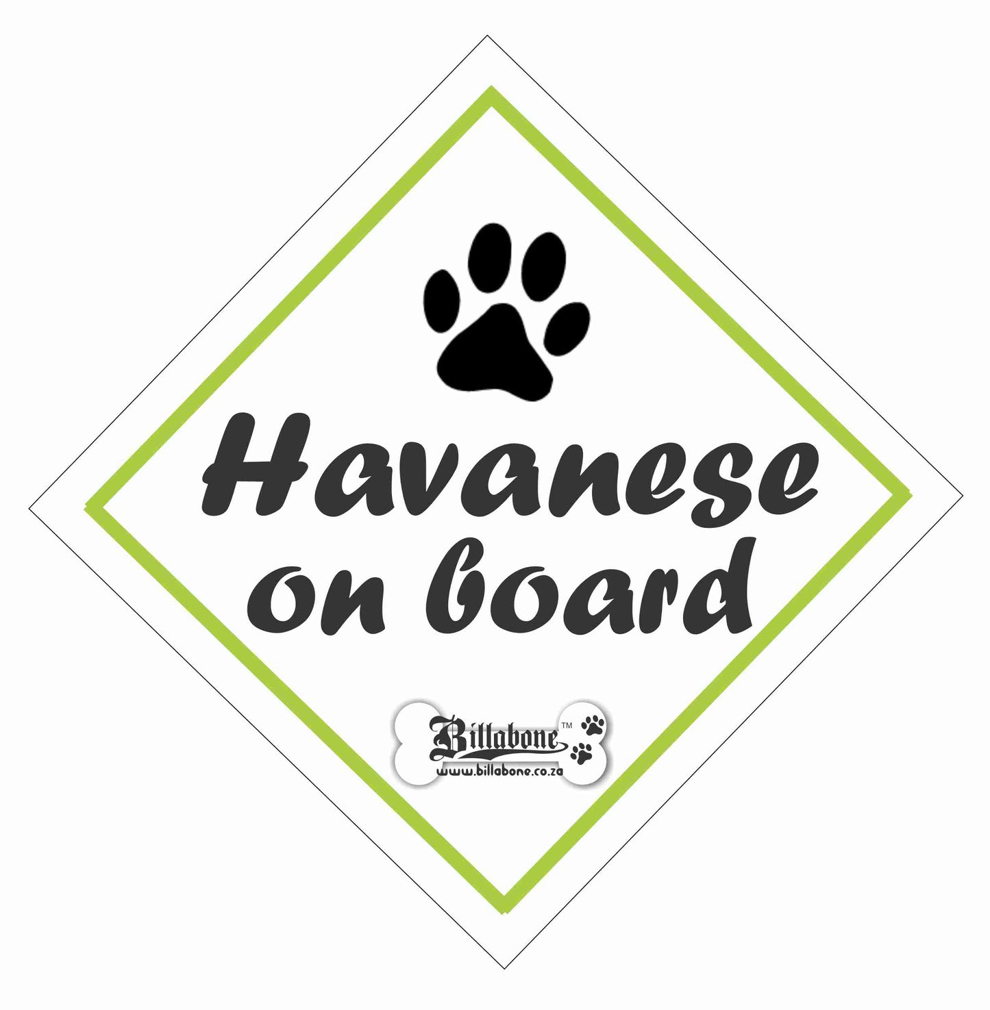 Havanese Car On Board Sign or Sticker