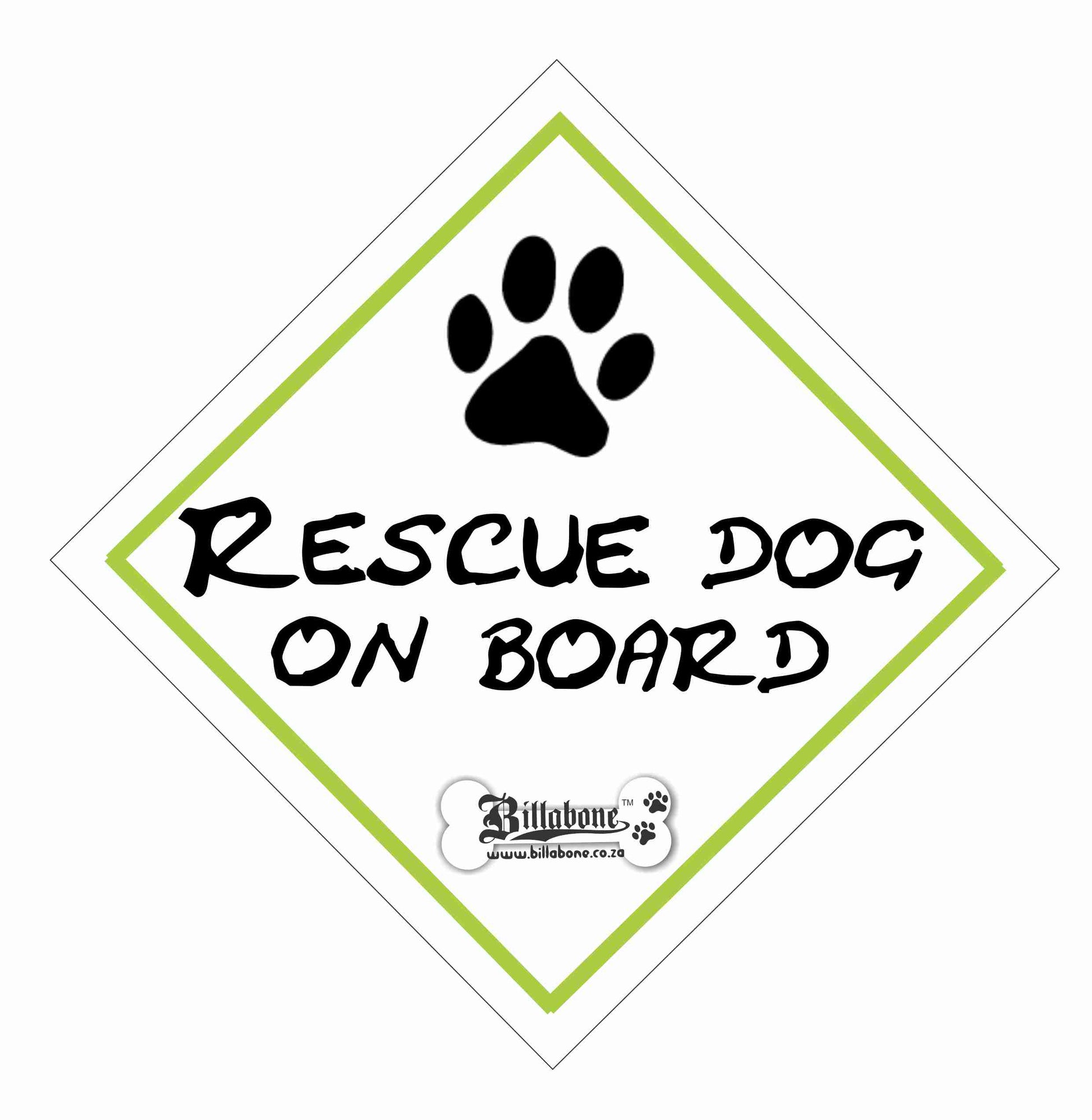 Rescue Dog On Board Car Sign or Sticker - Billabone