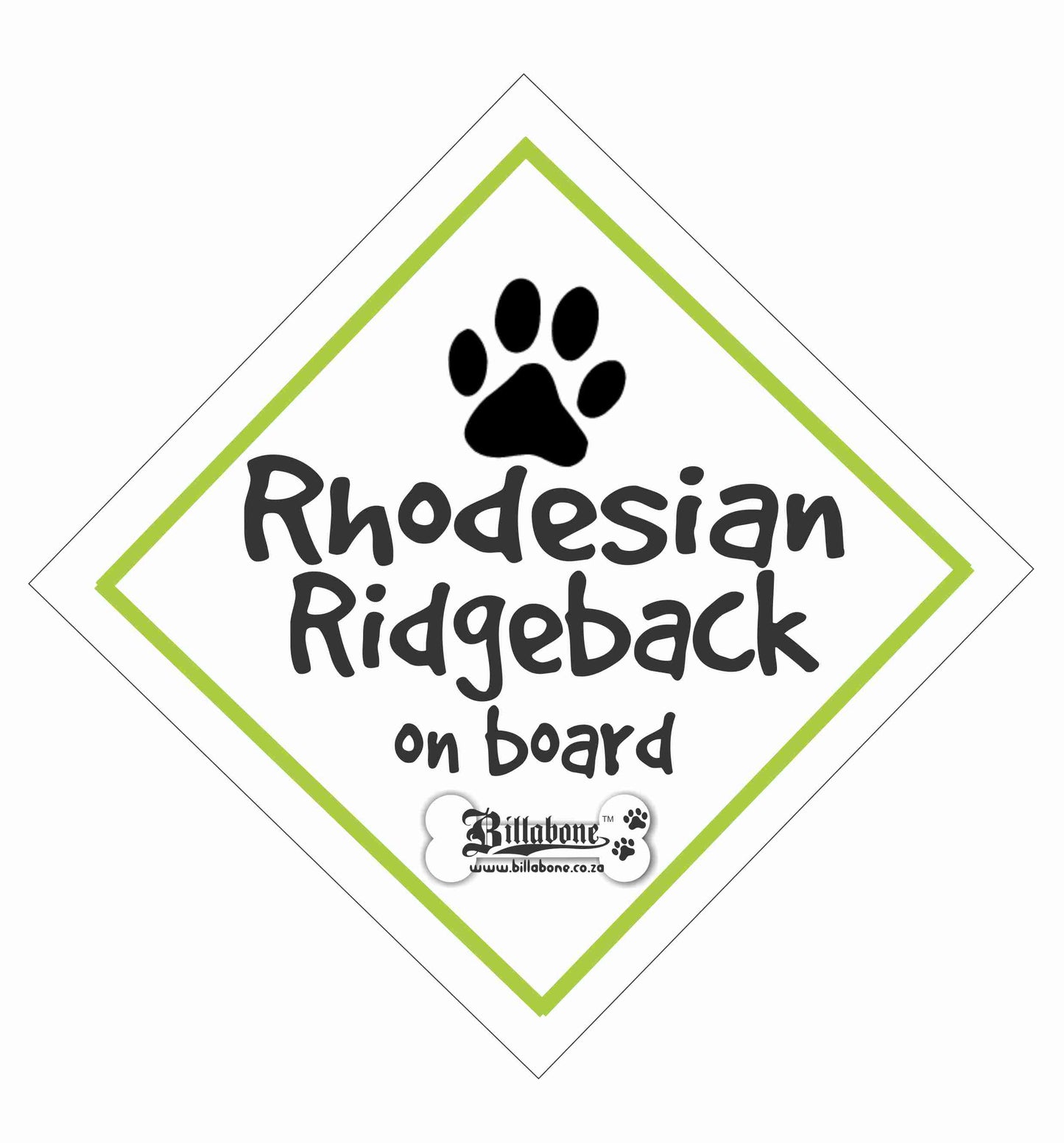 Rhodesian Ridgeback On Board Car Sign or Sticker - Billabone