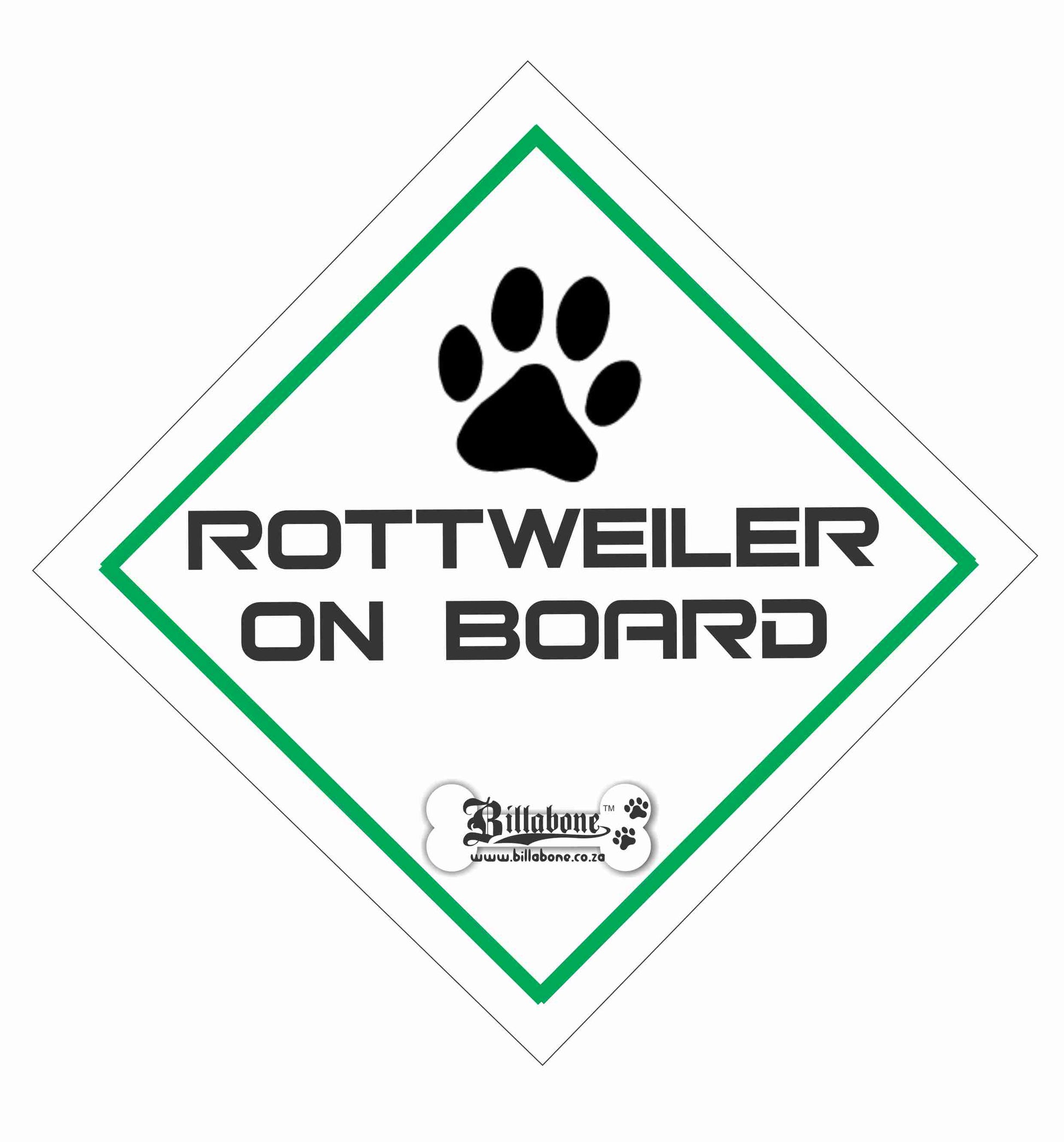 Rottweiler On Board Sign or Sticker - Billabone