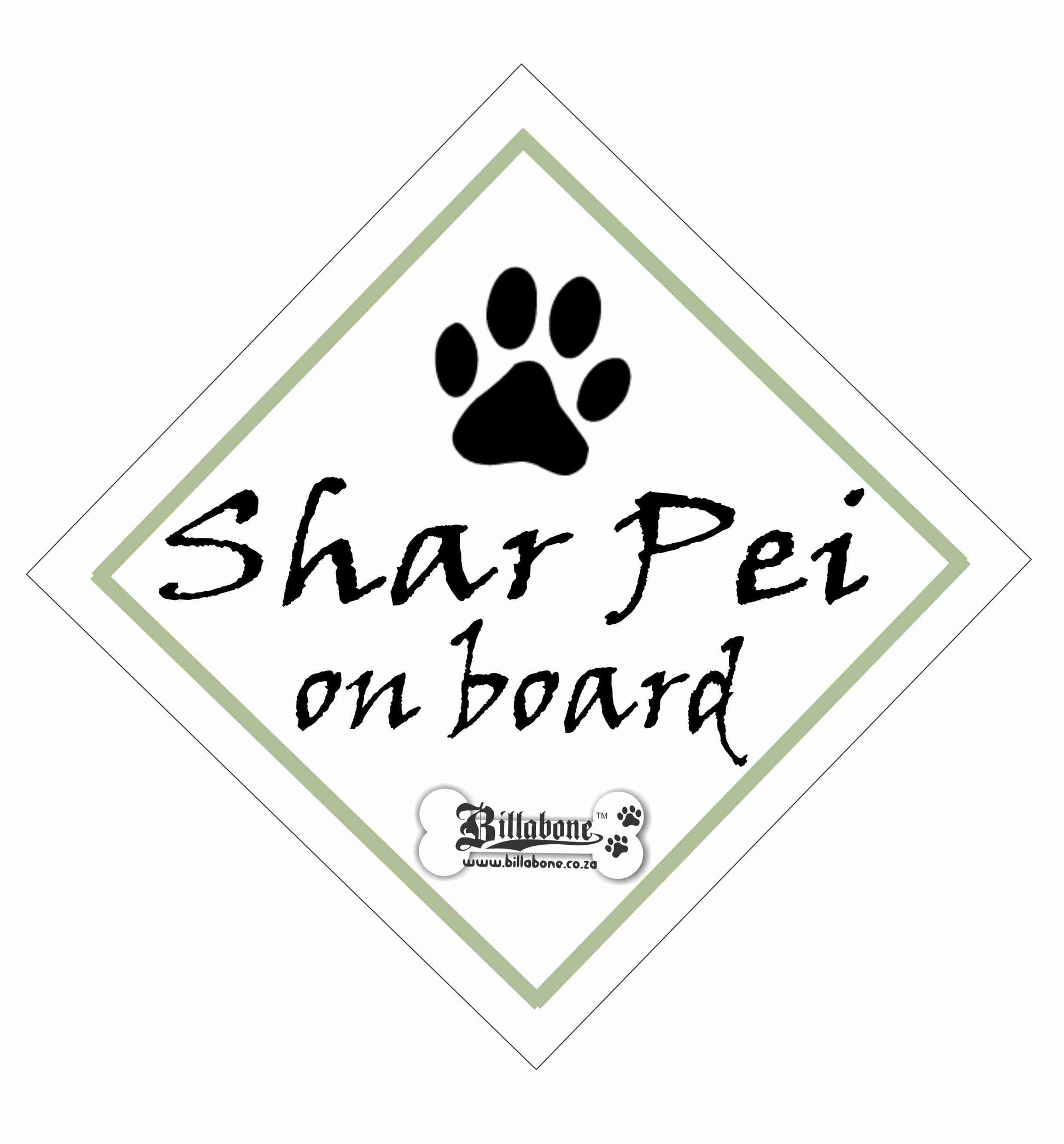 Shar Pei On Board Car Sign or Sticker - Billabone