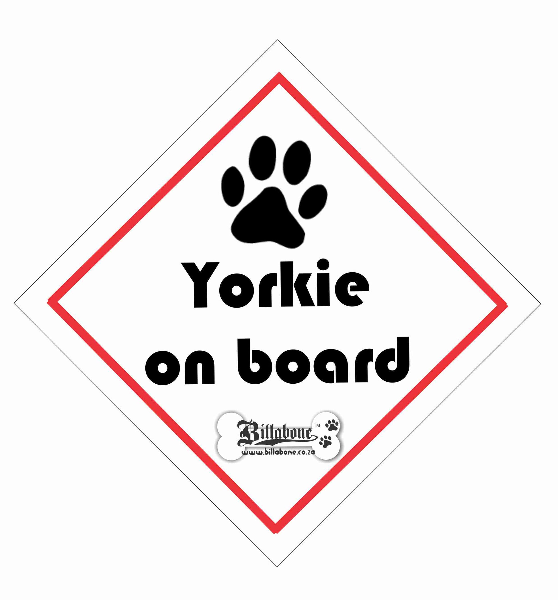 Yorkie On Board Car Sign or Sticker - Billabone