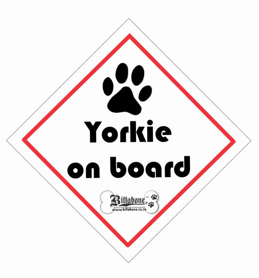 Yorkie On Board Car Sign or Sticker - Billabone